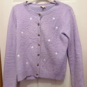 a new day Lavender Star Button-Up Cardigan